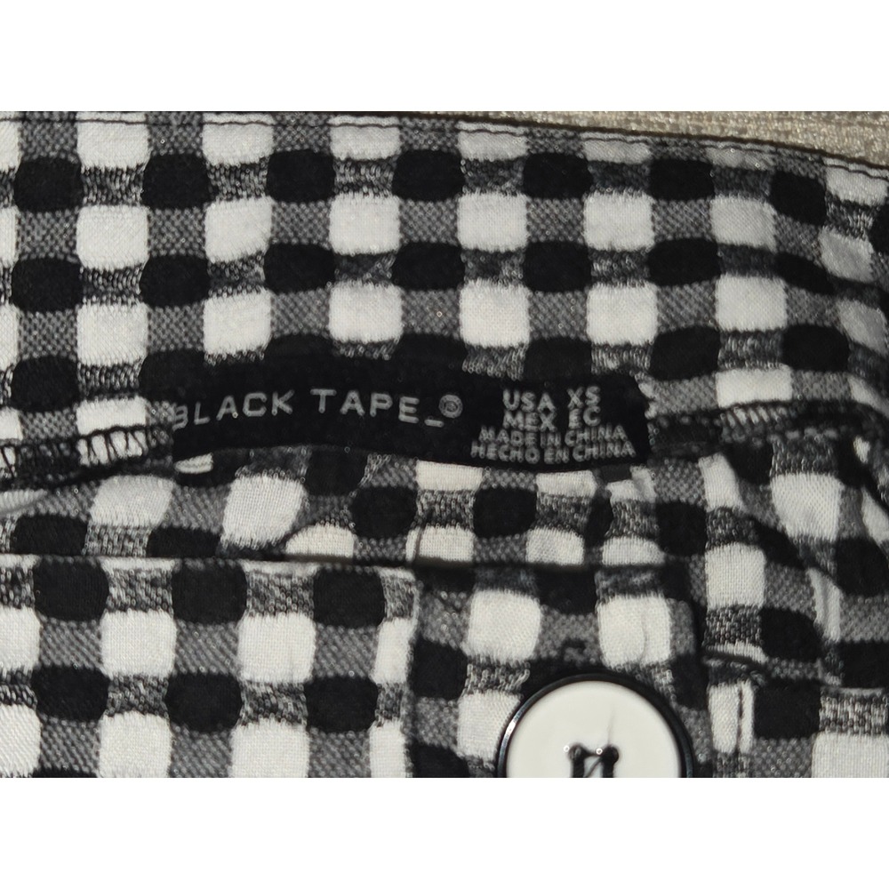 Black Tape Gingham Babydoll Mini Dress NWT XS Puff Sleeve Button Front - Picture 4 of 7
